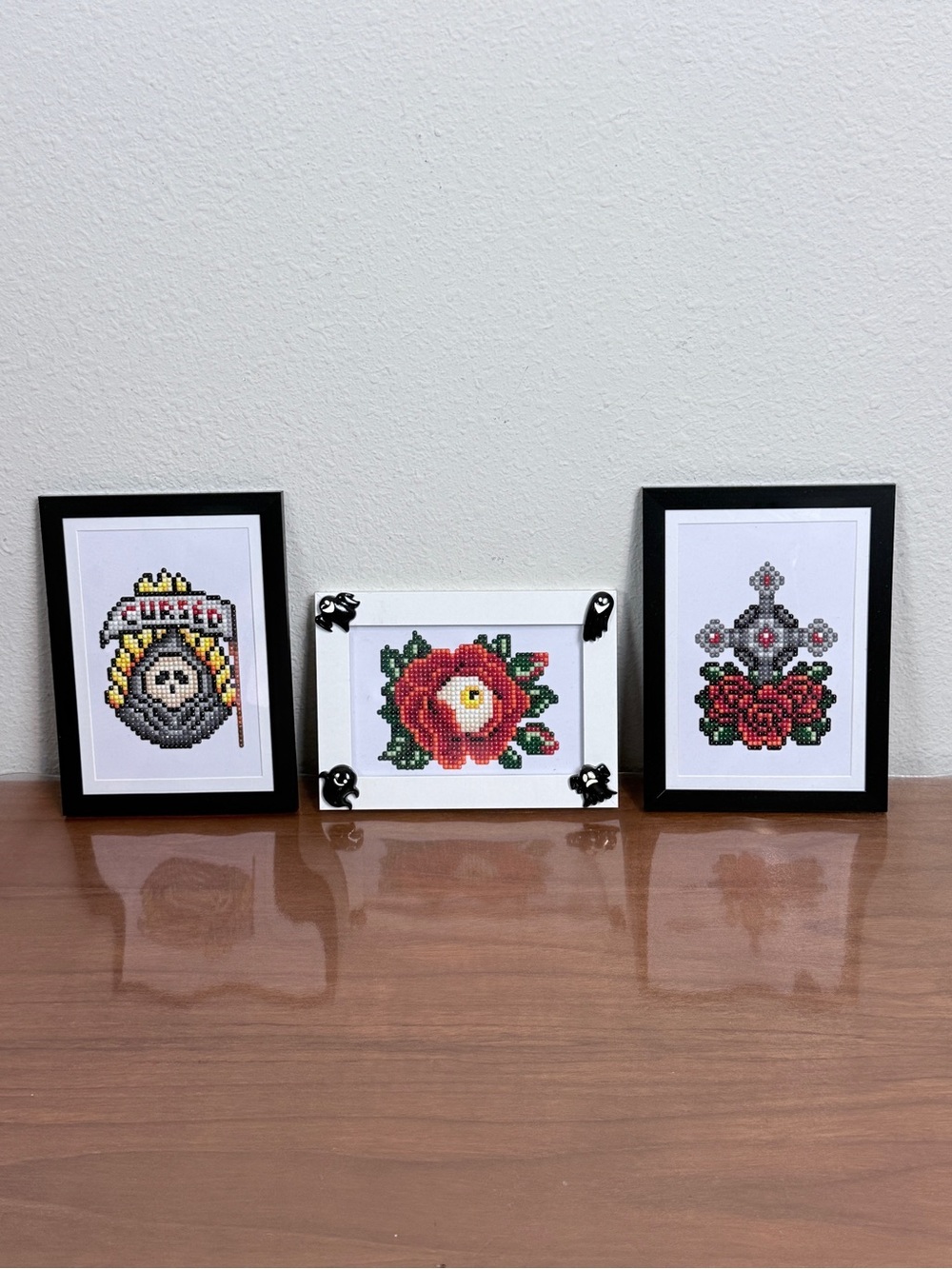 Halloween Diamondart Finished Framed Decor Set 3: Grim Reaper, Cross, Eyeball